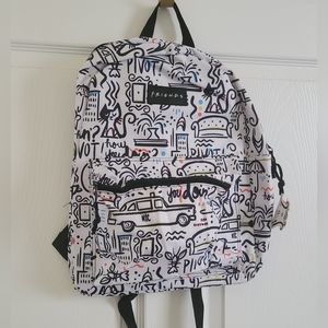 Friends TV White Graffiti Backpack NWT